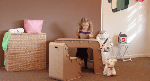 Girl Playing with Desk
