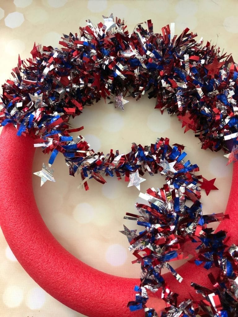 PatriotiWreath from a Pool Noodle