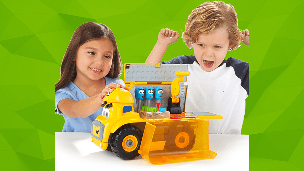 Children playing with the Funrise Toys Fix-It Phillip toy