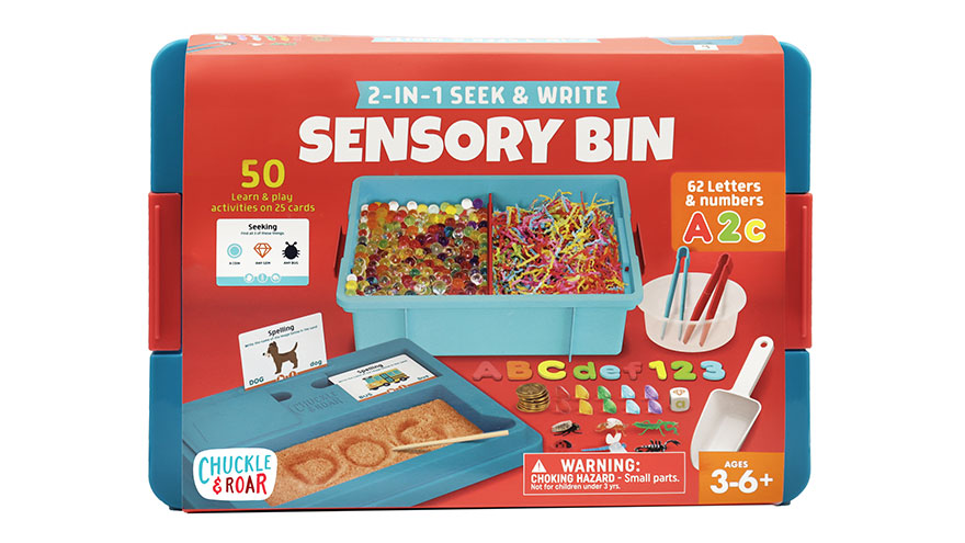 CHUCKLE & ROAR 2-in-1 SEEK & WRITE SENSORY BIN - The Toy Insider