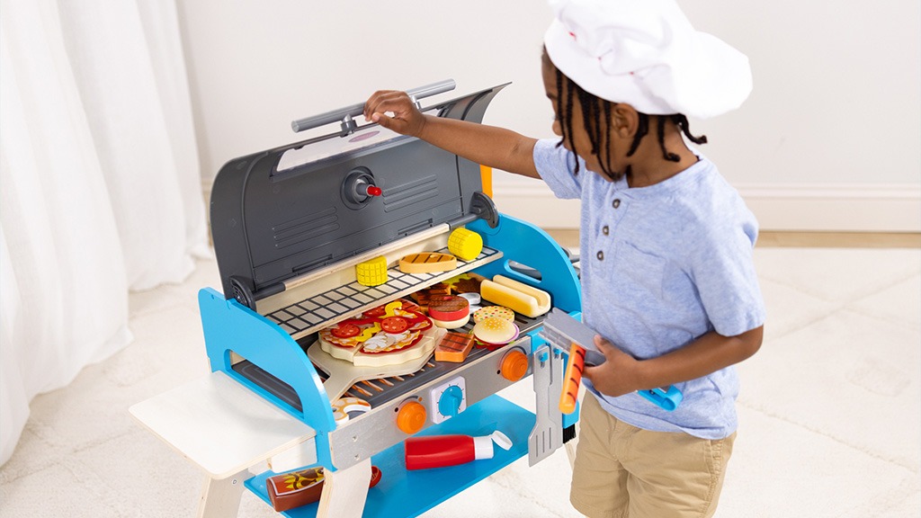 Baby Products Online - Melissa and Doug Deluxe Wood BBQ Grill, Smoker Oven  and Pizza Play Food Toy Pretend Cooking for Kids - Kideno